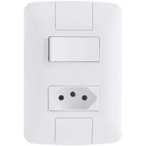 Conjunto 4x2 com 1 Interruptor Simples 6a 250v + 1 Tomada 2p+t 10a 250v Branco 57241073 - Tramontina Aria